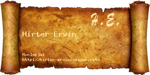 Hirter Ervin névjegykártya