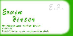 ervin hirter business card
